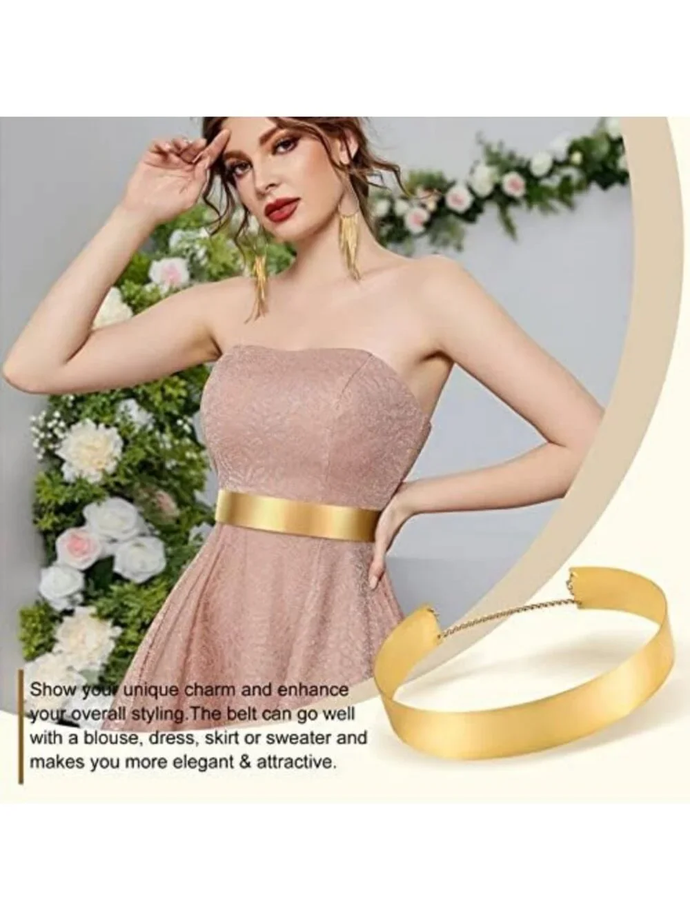 Shiny Metallic Waist Belt for Women | Adjustable Mirror Chain Dress Belt